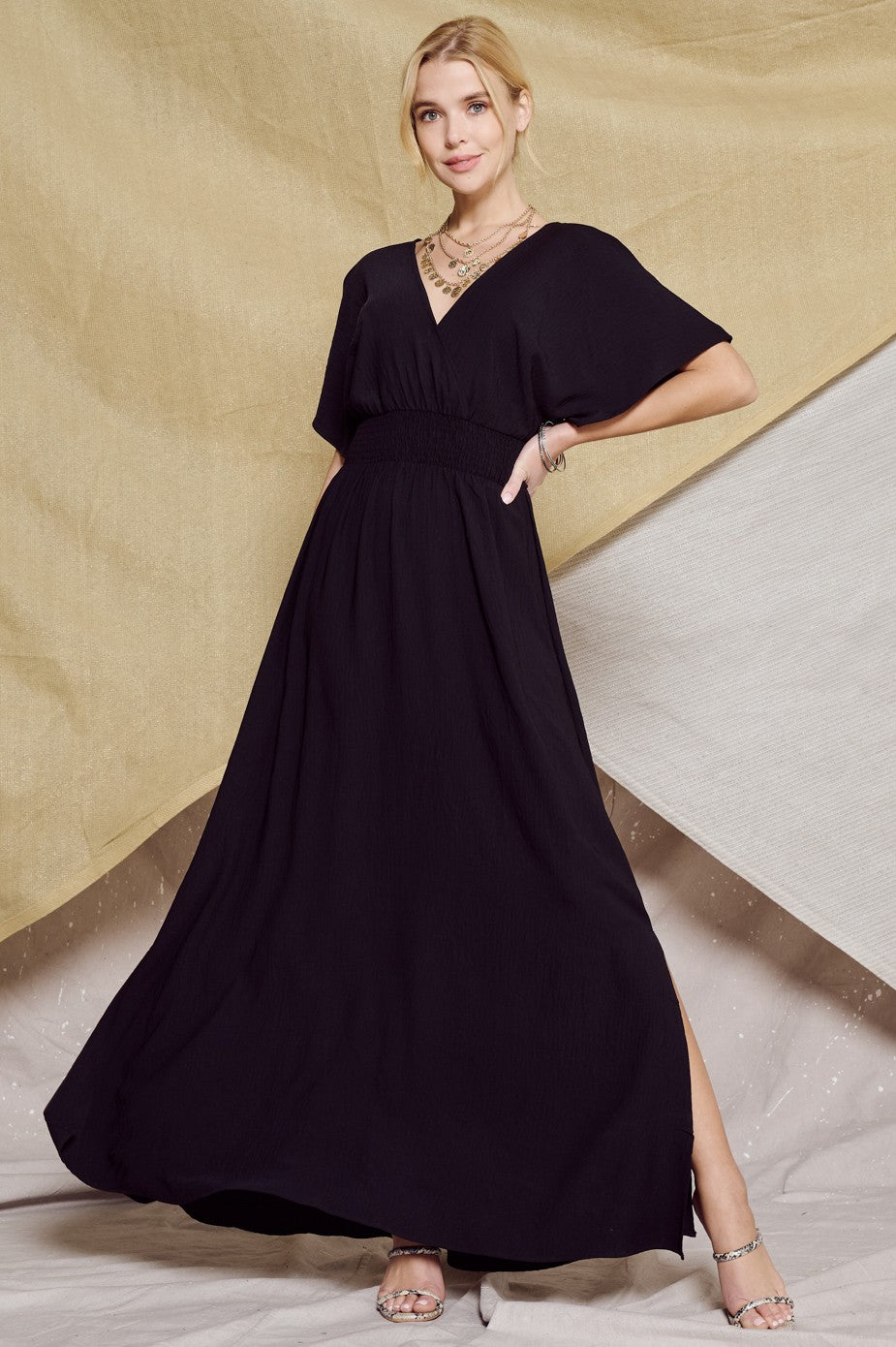 Black Wrap Maxi Dress