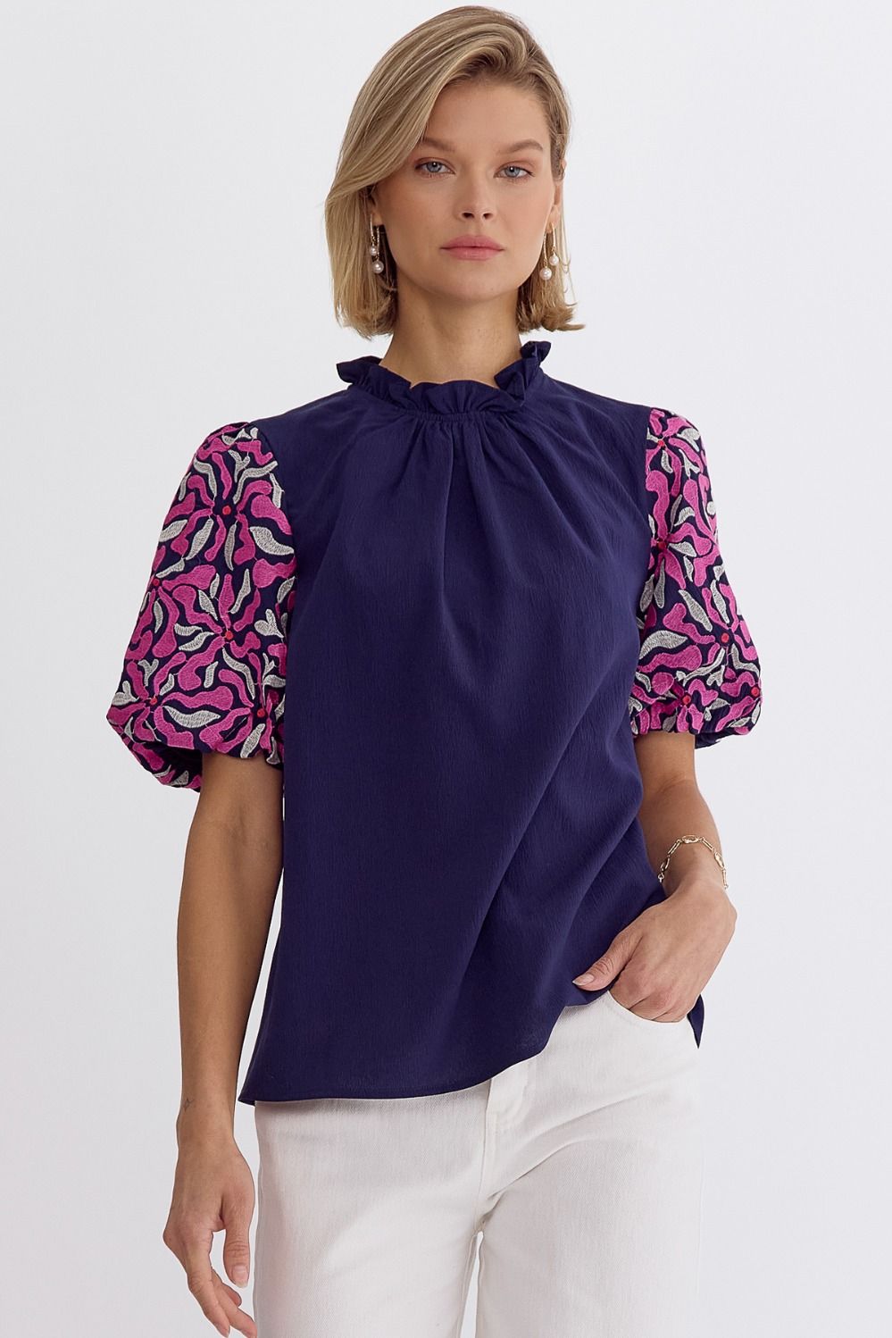 Pop of Color Puff Sleeve Top