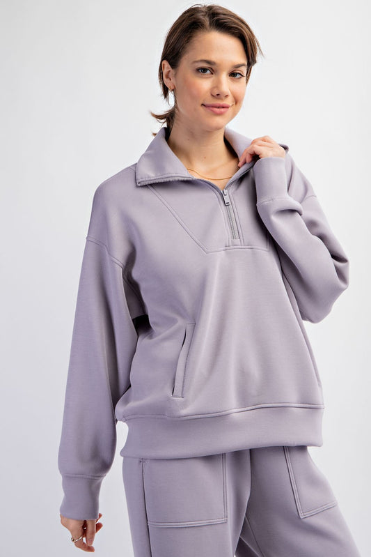 Rae Mode Quarter Zip Funnel Neck Pullover